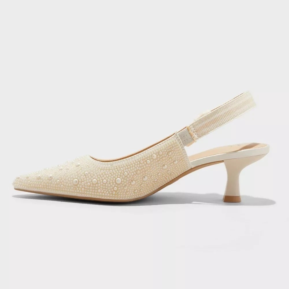 Women's A New Day Milan Pearl Slingback Heels Ivory Size 8 New With Tags - Picture 7 of 8